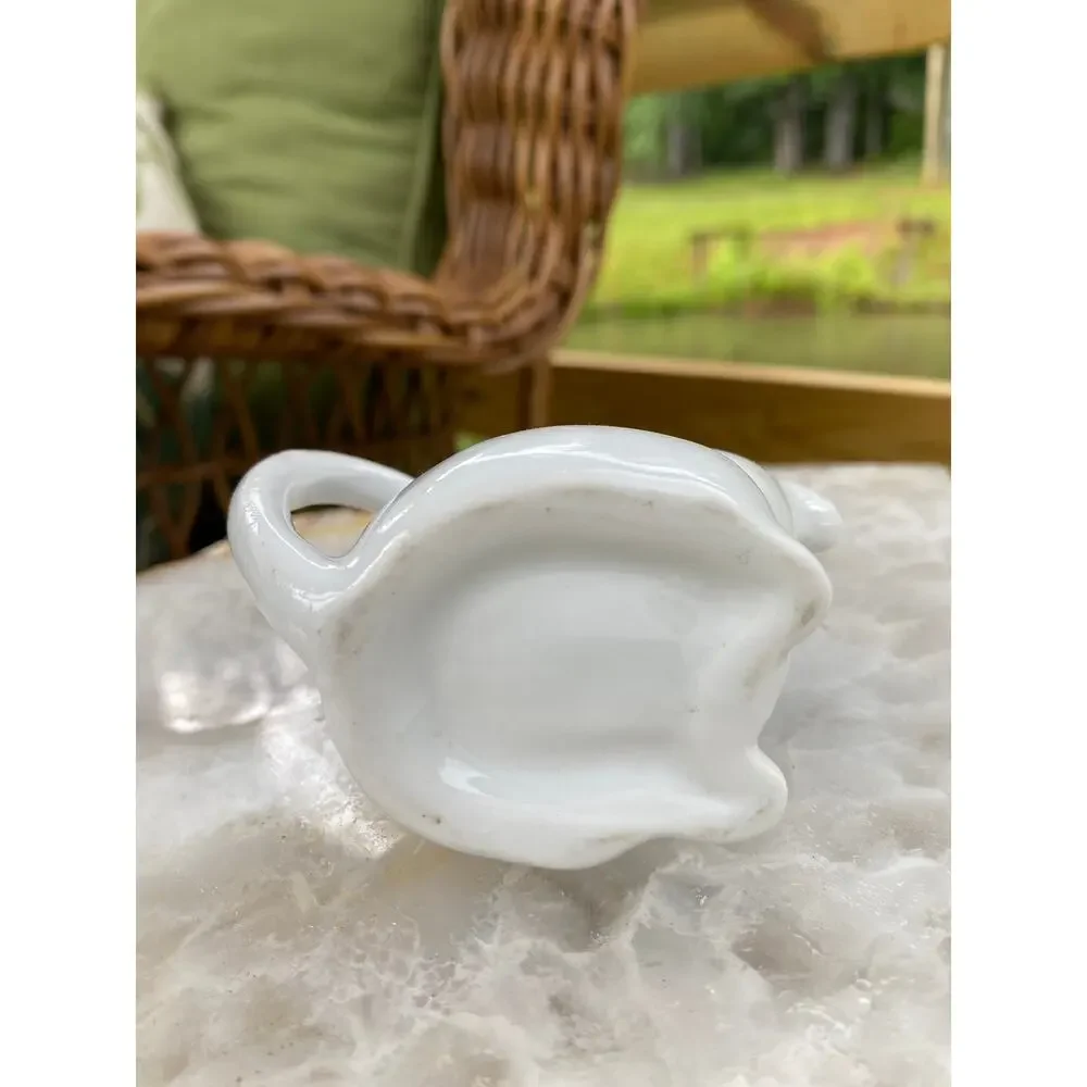 Glossy White Porcelain‎ Kitten Pitcher 2-3/4
